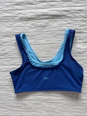 SET Active Dual-Tone Cobalt and Light Blue Sports Bra